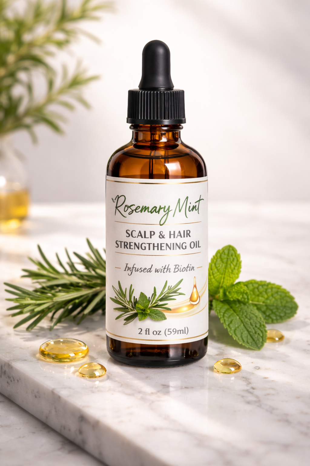 Rosemary Mint Scalp & Hair Strengthening Oil - Natural Hair Growth Serum